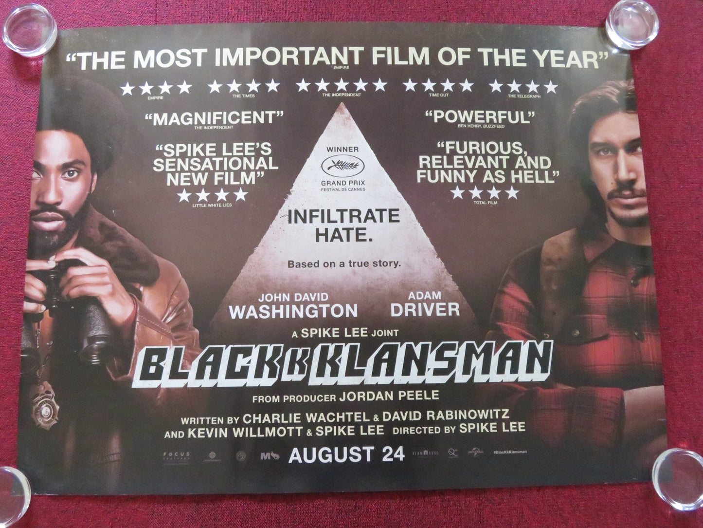 BLACKKKLANSMAN UK QUAD ROLLED POSTER ADAM DRIVER ALEC BALDWIN 2018 Rendezvous Cinema Movie posters