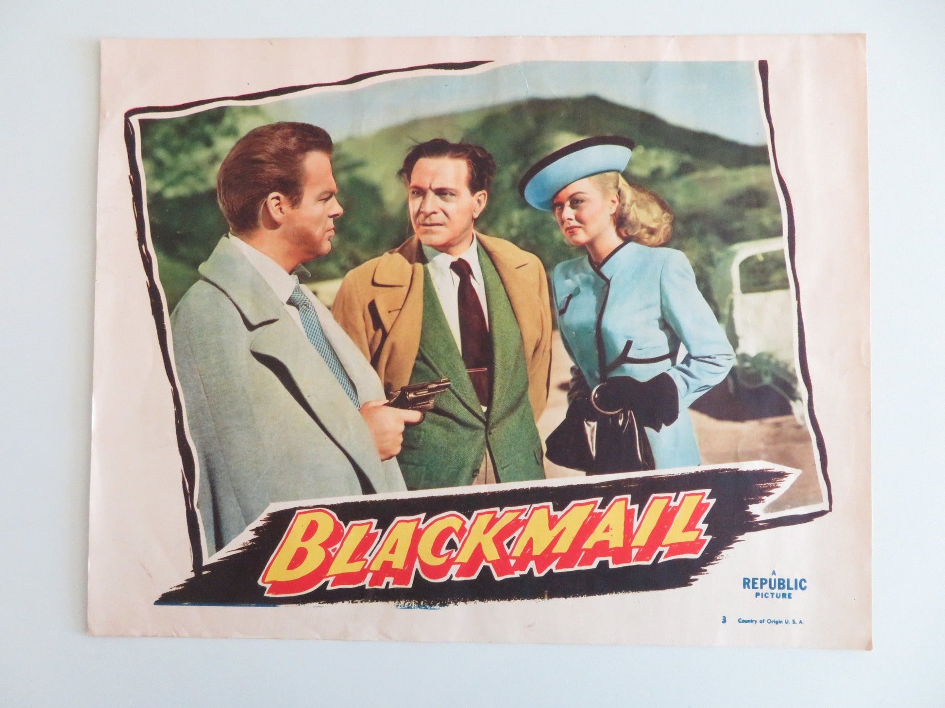 BLACKMAIL - #3 LOBBY CARD WILLIAM MARSHALL ADELE MARA 1947 Rendezvous Cinema Movie posters