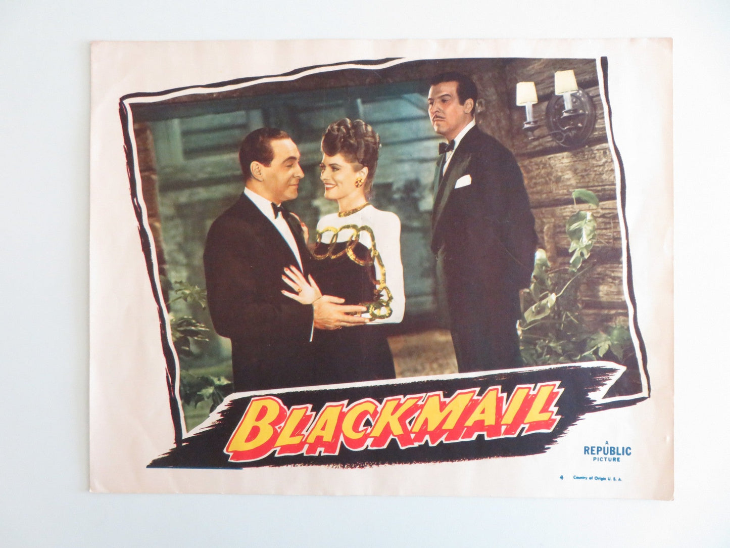 BLACKMAIL - #4 LOBBY CARD WILLIAM MARSHALL ADELE MARA 1947 Rendezvous Cinema Movie posters
