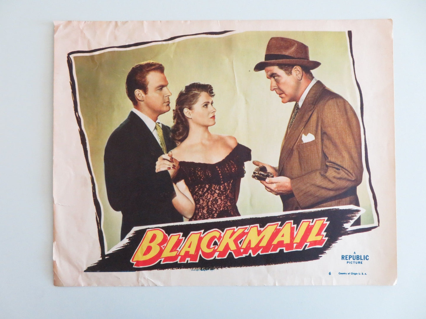 BLACKMAIL - #6 LOBBY CARD WILLIAM MARSHALL ADELE MARA 1947 Rendezvous Cinema Movie posters