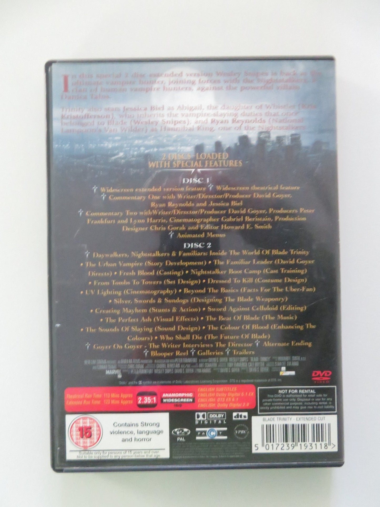 BLADE TRINITY - EXTENDED VERSION (DVD) WESLEY SNIPES KRISTOFFERSON 2004 REGION 2 Movie posters