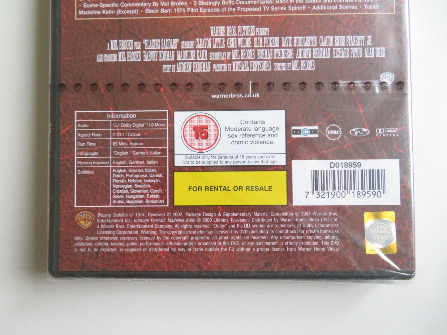 BLAZING SADDLES 30TH ANNIVERSARY SPECIAL EDITION (DVD) GENE WILDER 1974 REGION 2 - Rendezvous Cinema