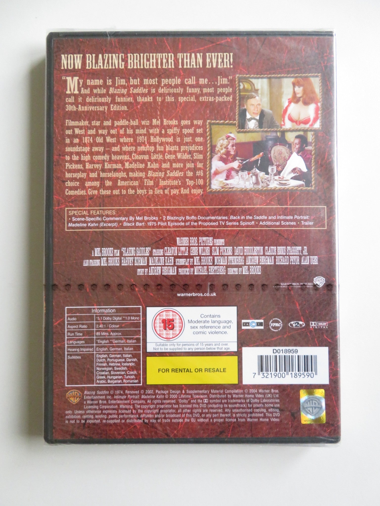 BLAZING SADDLES 30TH ANNIVERSARY SPECIAL EDITION (DVD) GENE WILDER 1974 REGION 2 - Rendezvous Cinema