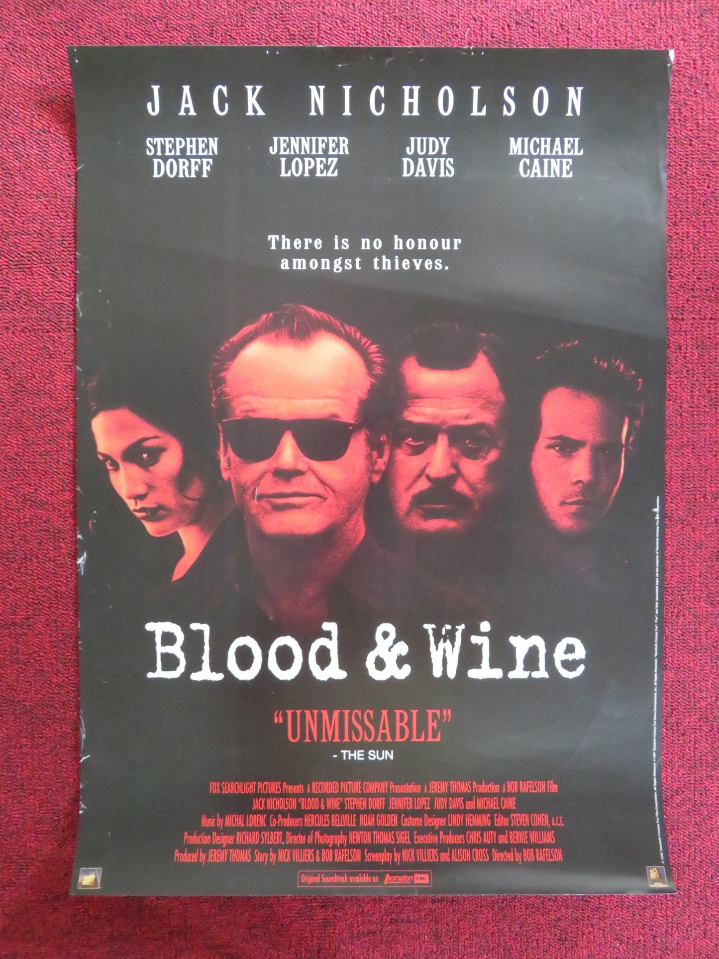 BLOOD AND WINE VHS VIDEO POSTER JACK NICHOLSON STEPEHEN DORFF 1996 Rendezvous Cinema Movie posters