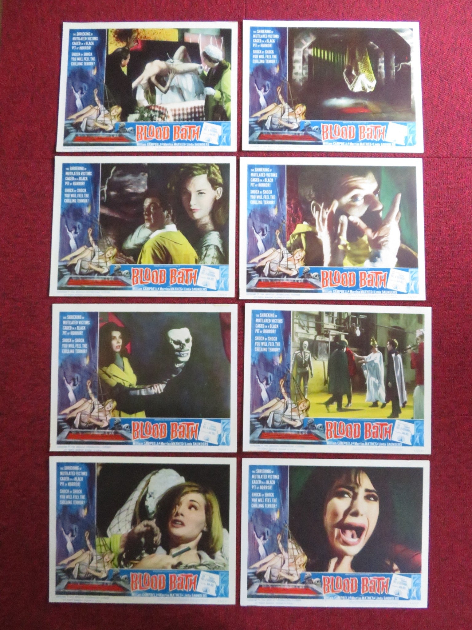 BLOOD BATH US LOBBY CARD FULL SET WILLIAM CAMPBELL MARRISA MATHES 1966 Rendezvous Cinema Movie posters