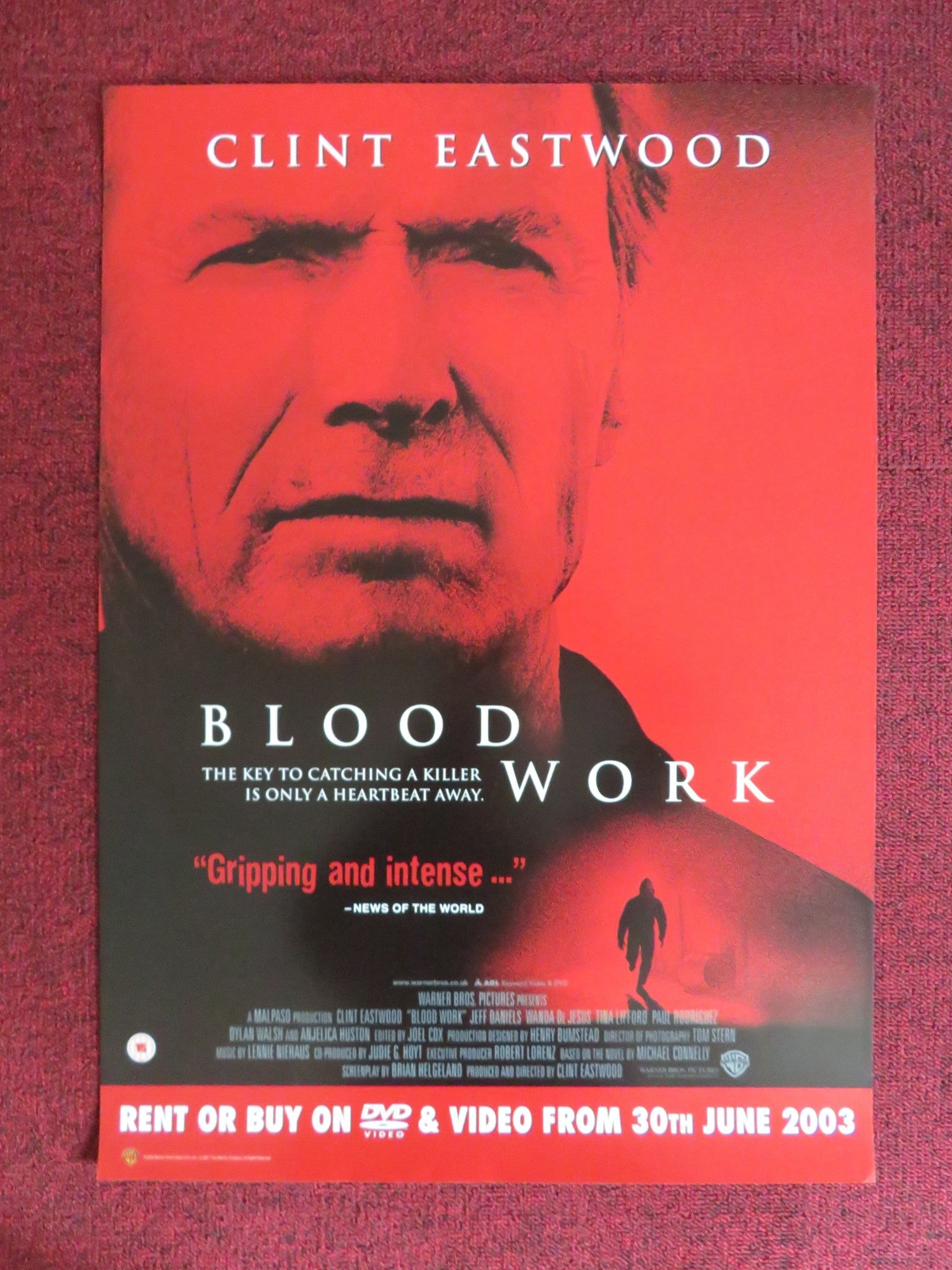 BLOOD WORK VHS VIDEO POSTER CLINT EASTWOOD JEFF DANIELS 2002 Rendezvous Cinema Movie posters