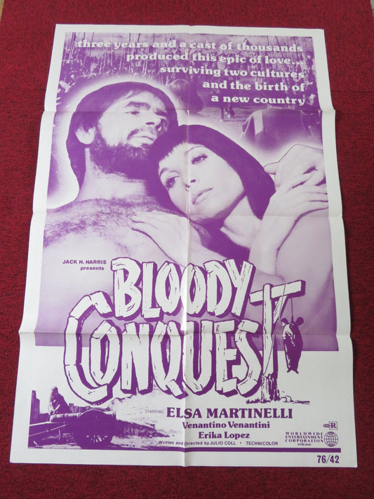 BLOODY CONQUEST FOLDED US ONE SHEET POSTER ELSA MARTINELLI V. VENANTINI 1976 Rendezvous Cinema Movie posters