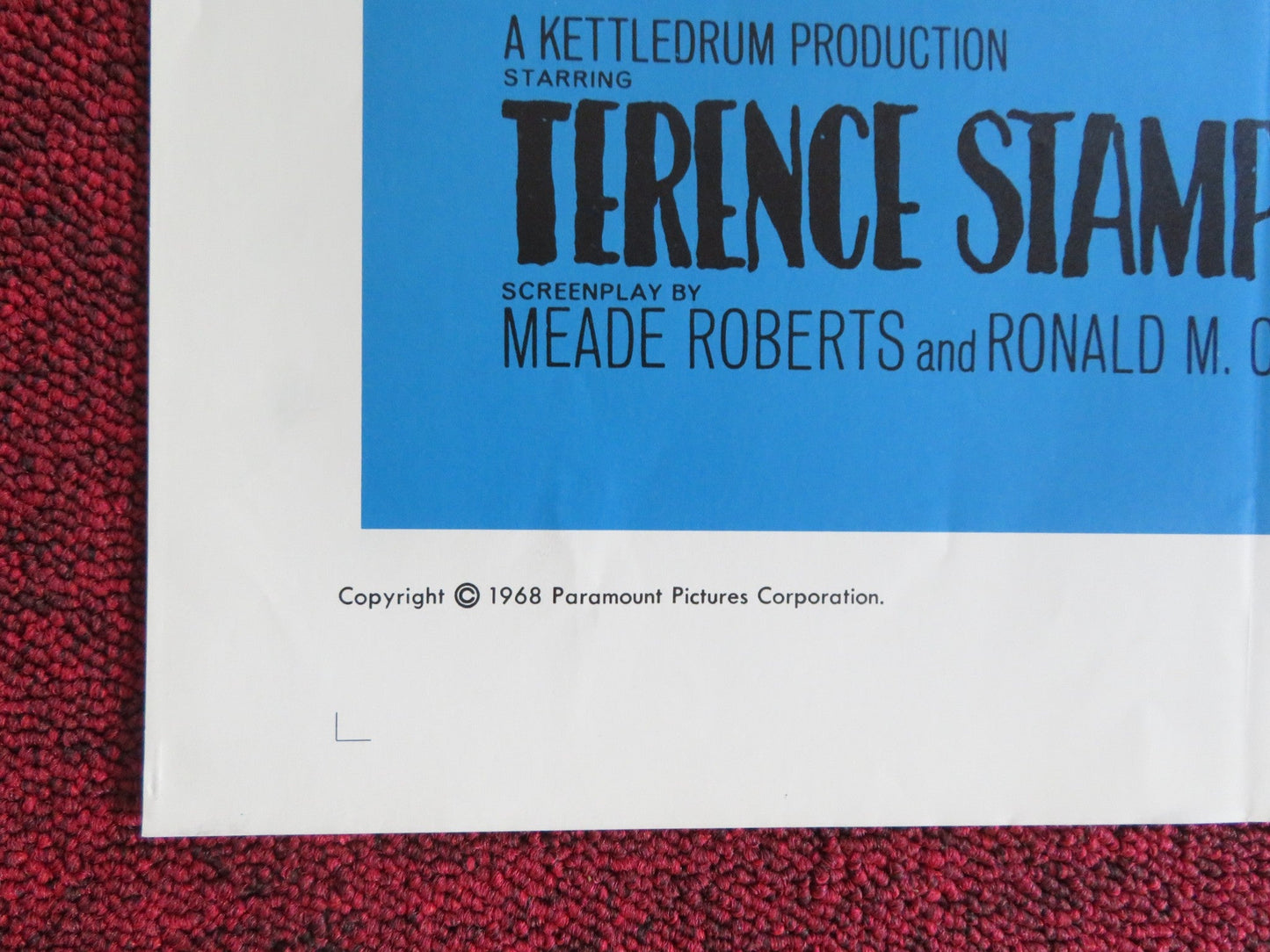 BLUE - A FOLDED US ONE SHEET POSTER TERENCE STAMP JOANNA PETTET 1968 Rendezvous Cinema Movie posters