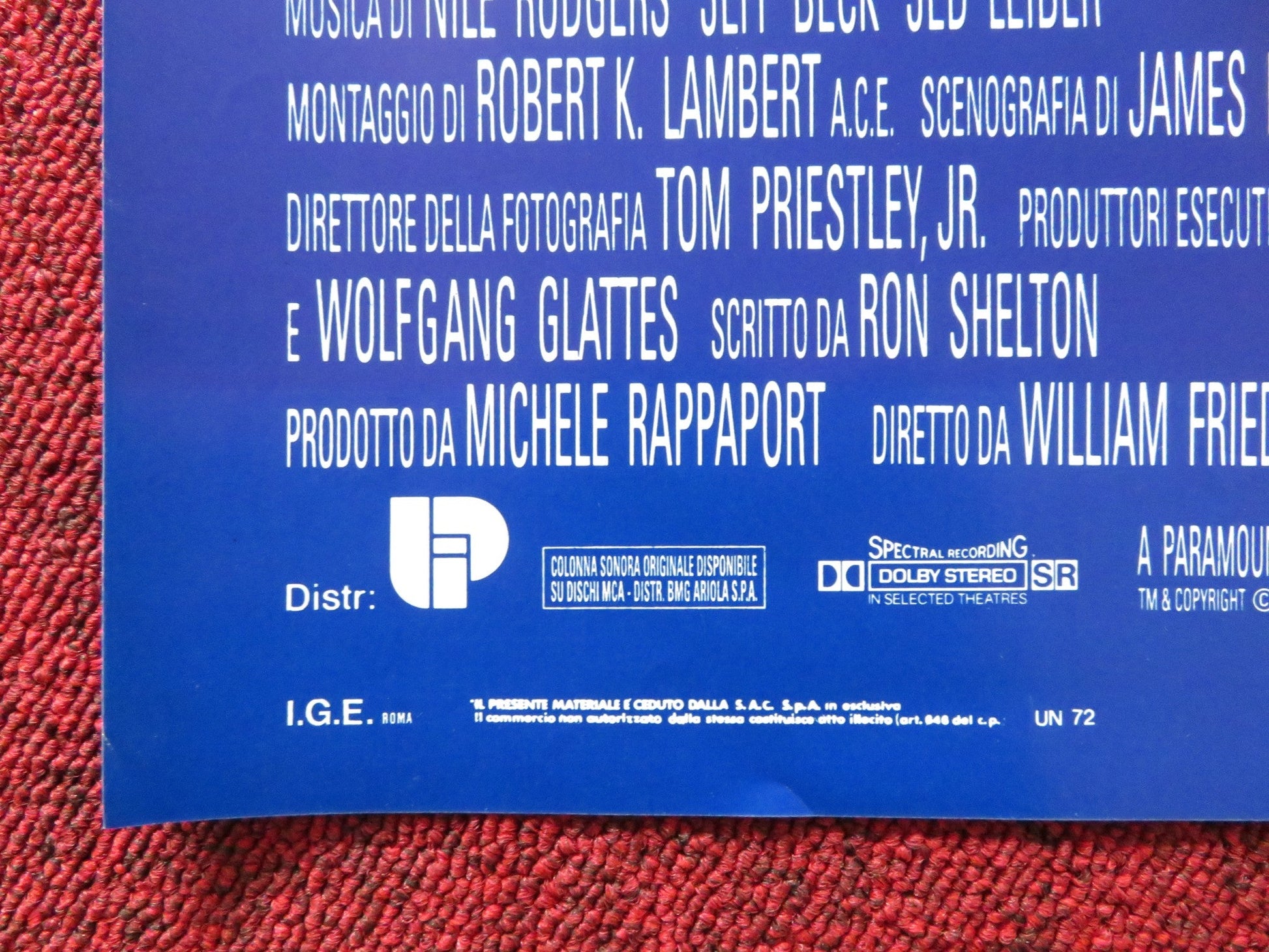 BLUE CHIPS - D ITALIAN FOTOBUSTA POSTER NICK NOLTE SHAQUILLE O'NEAL 1994 Rendezvous Cinema Movie posters