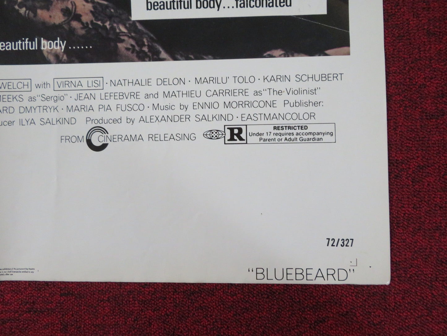 BLUEBEARD FOLDED US ONE SHEET POSTER RICHARD BURTON RAQUEL WELCH 1972 Rendezvous Cinema Movie posters