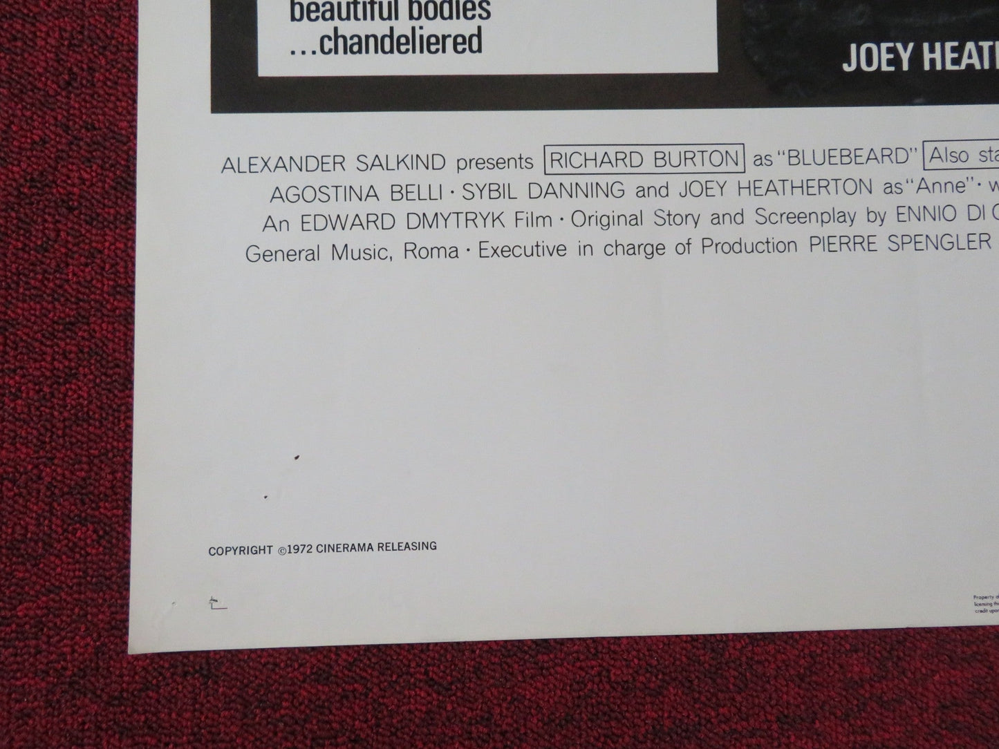 BLUEBEARD FOLDED US ONE SHEET POSTER RICHARD BURTON RAQUEL WELCH 1972 Rendezvous Cinema Movie posters