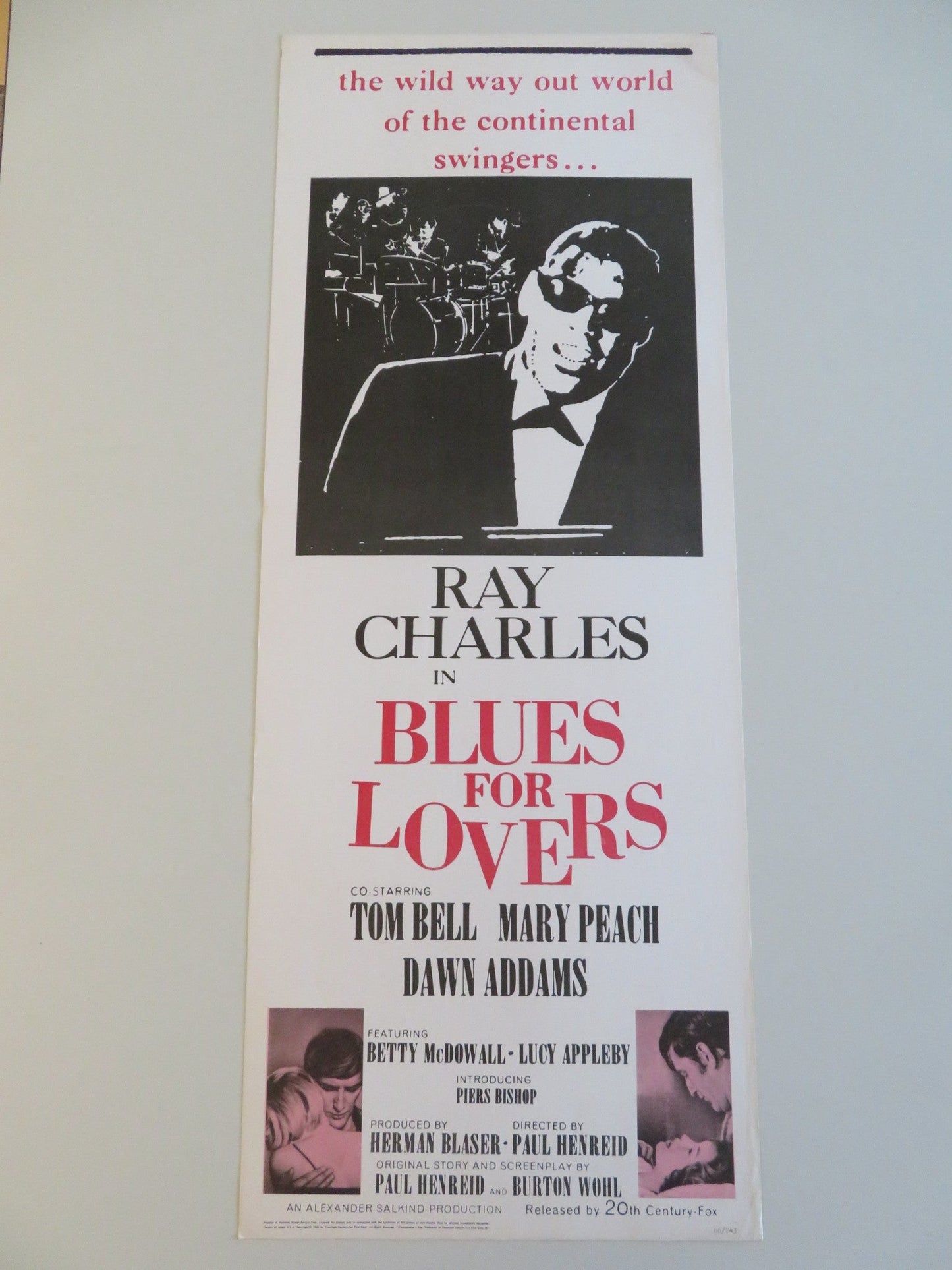 BLUES FOR LOVERS US INSERT POSTER RAY CHARLES TOM BELL 1966 Rendezvous Cinema Movie posters