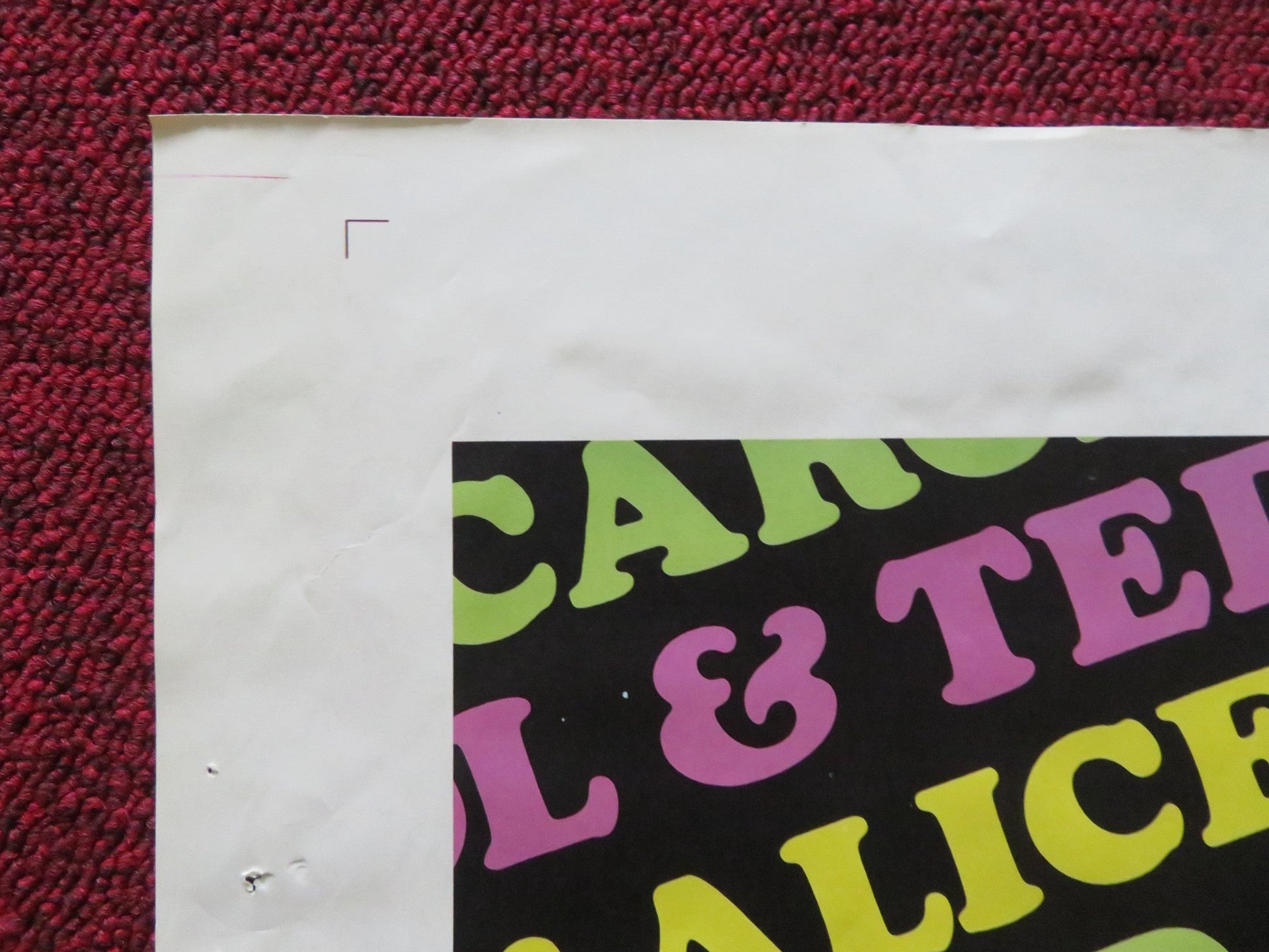 BOB & CAROL & TED & ALICE FOLDED US ONE SHEET POSTER NATALIE WOOD R. CULP 1969 Movie posters
