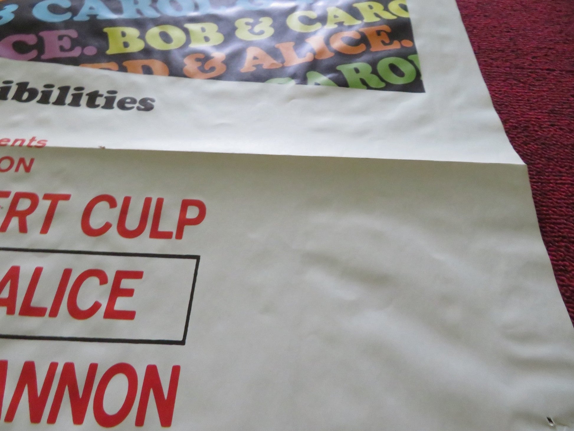 BOB & CAROL & TED & ALICE FOLDED US ONE SHEET POSTER NATALIE WOOD R. CULP 1969 Movie posters