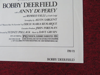 BOBBY DEERFIELD FOLDED US ONE SHEET POSTER AL PACINO MARTHE KELLER 1977 Rendezvous Cinema Movie posters