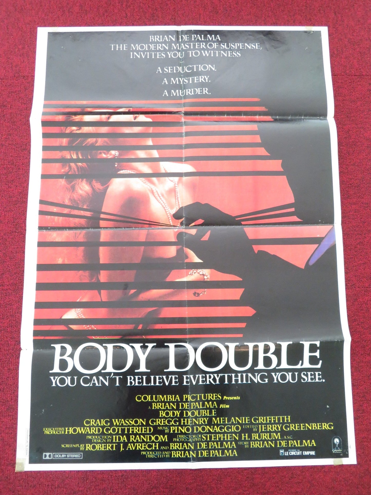 Body Double Lebanese Poster Folded Melanie Griffith Craig Wasson 1984 Movie posters