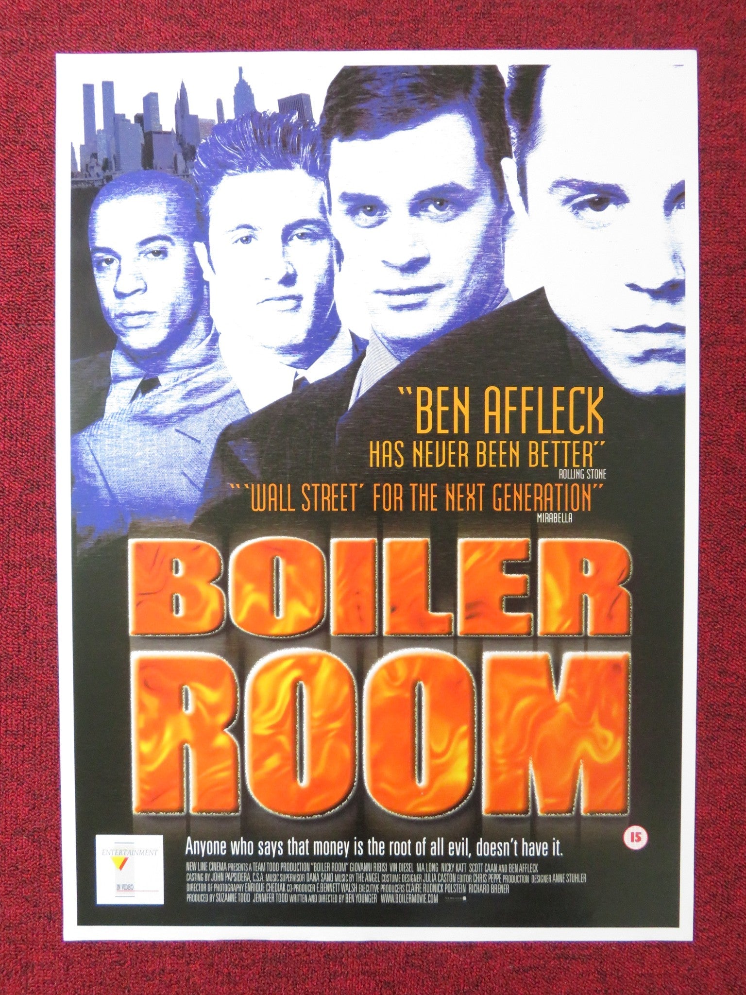 BOILER ROOM VHS POSTER ROLLED BEN AFFLECK VIN DIESEL 2000 Rendezvous Cinema Movie posters