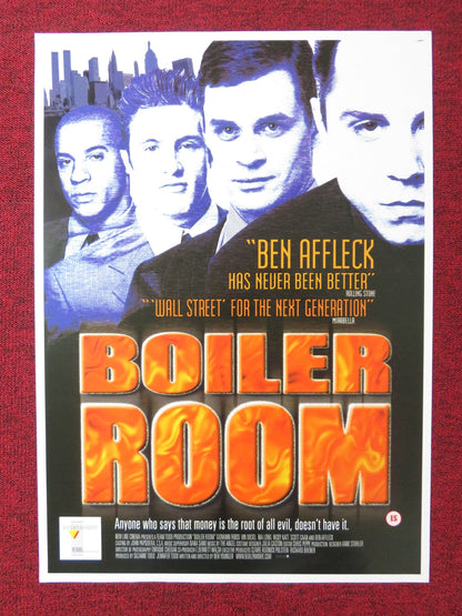 BOILER ROOM VHS POSTER ROLLED BEN AFFLECK VIN DIESEL 2000 Rendezvous Cinema Movie posters