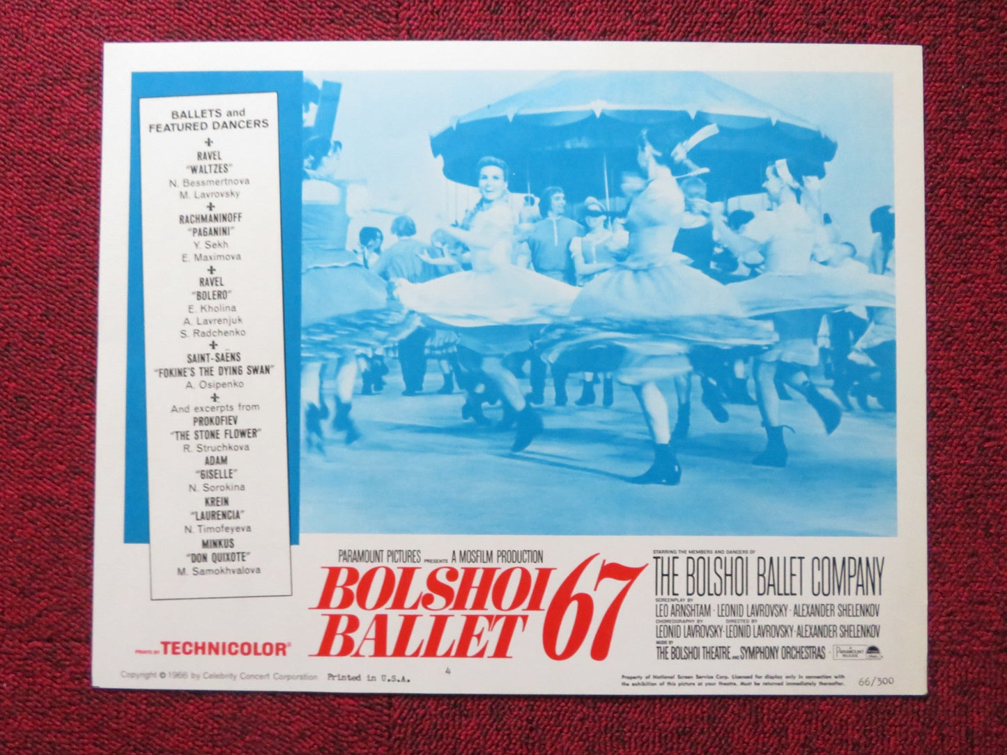 BOLSHOI BALLET '67 US LOBBY CARD FULL SET NATALIA BESSMERTNOVA Y.GRIGORIEV 1966 Rendezvous Cinema Movie posters