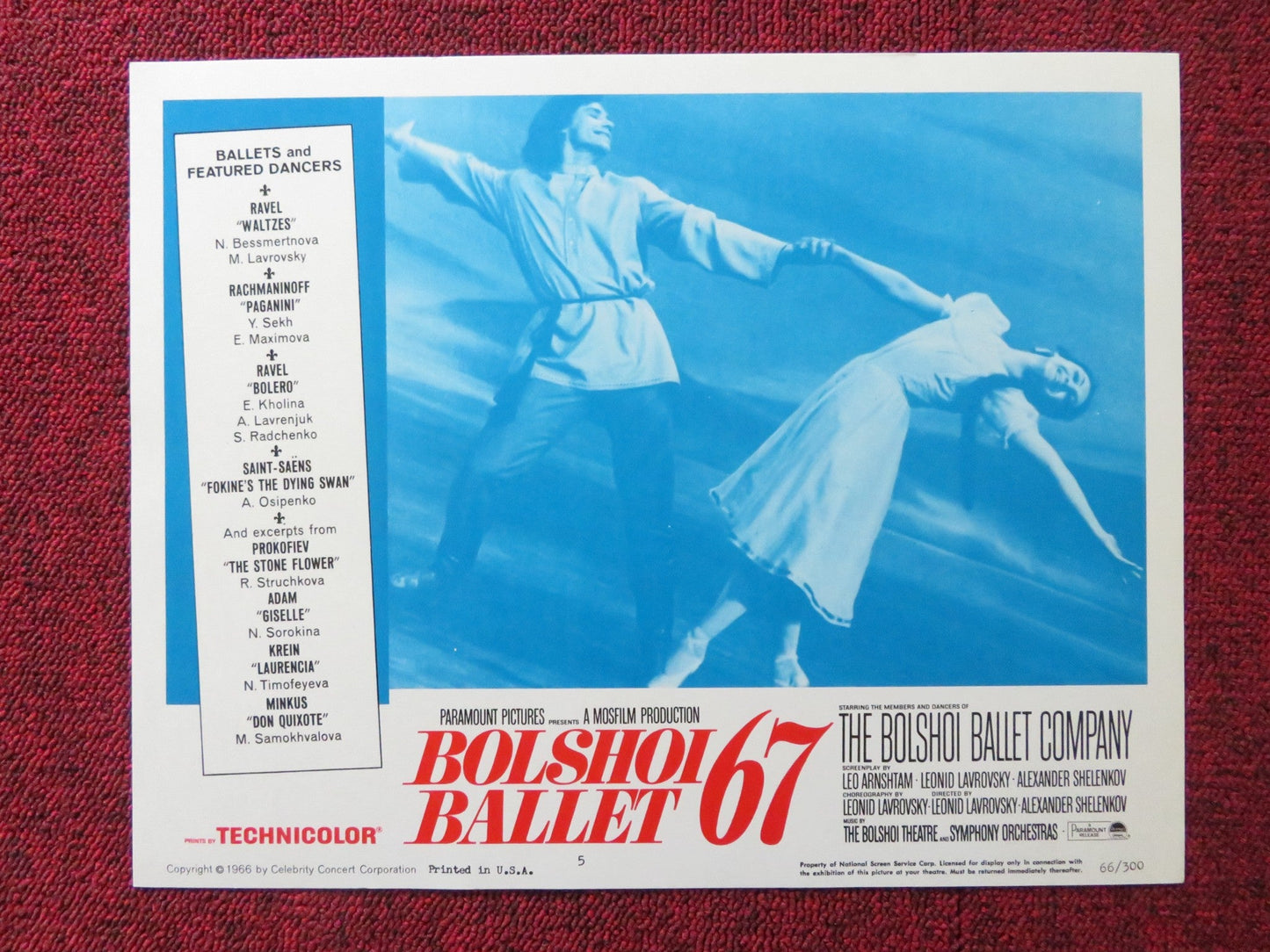 BOLSHOI BALLET '67 US LOBBY CARD FULL SET NATALIA BESSMERTNOVA Y.GRIGORIEV 1966 Rendezvous Cinema Movie posters