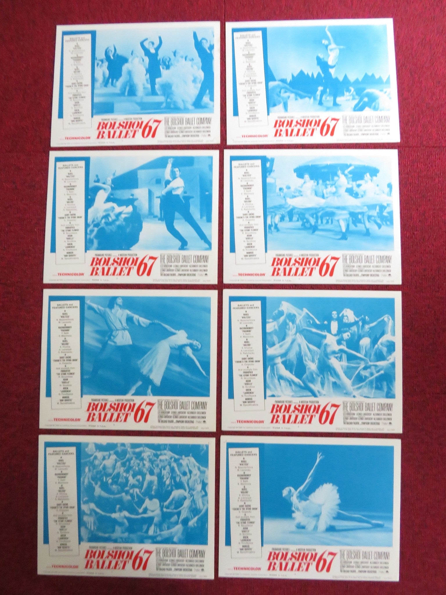BOLSHOI BALLET '67 US LOBBY CARD FULL SET NATALIA BESSMERTNOVA Y.GRIGORIEV 1966 Rendezvous Cinema Movie posters