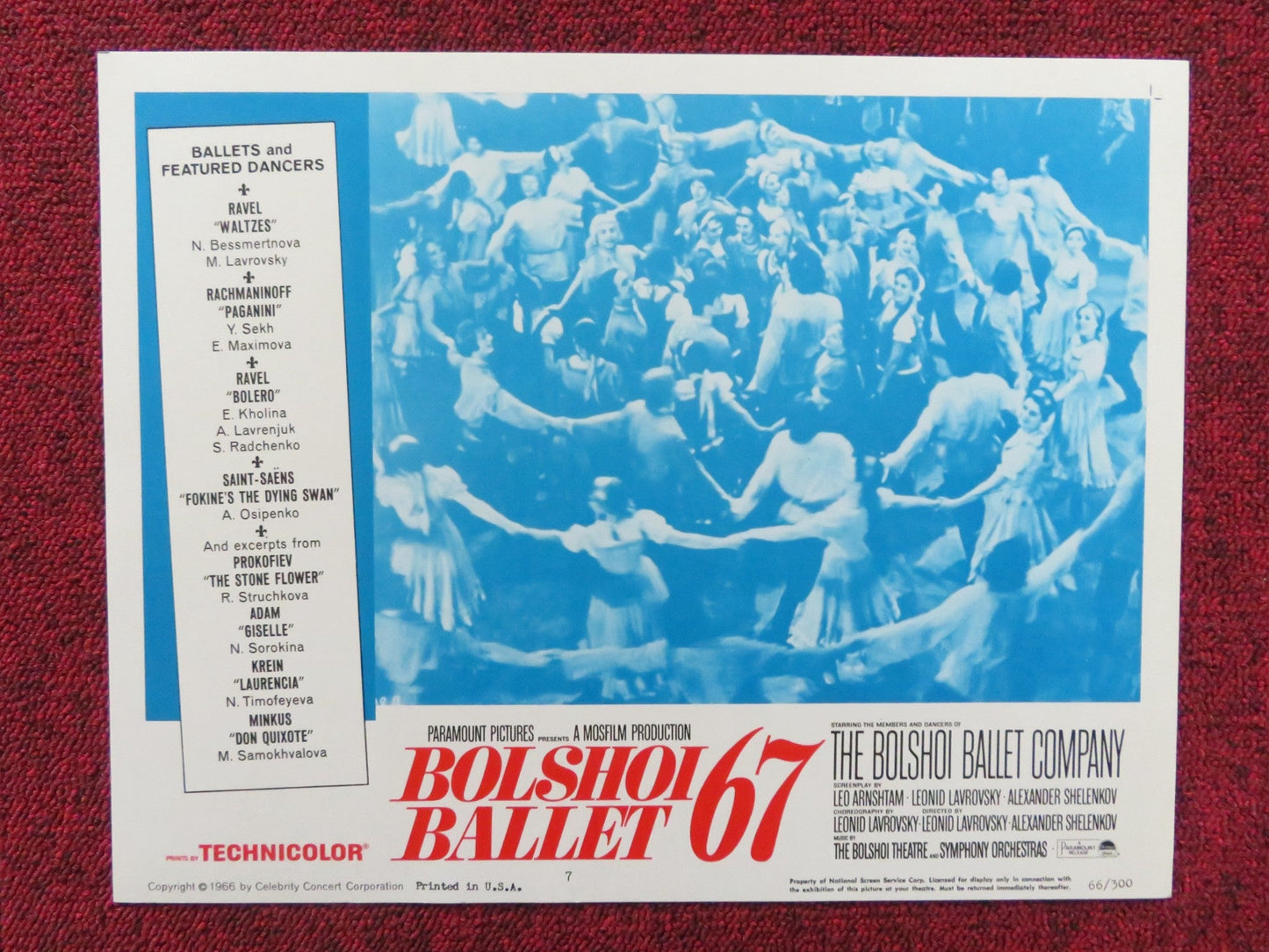 BOLSHOI BALLET '67 US LOBBY CARD FULL SET NATALIA BESSMERTNOVA Y.GRIGORIEV 1966 Rendezvous Cinema Movie posters