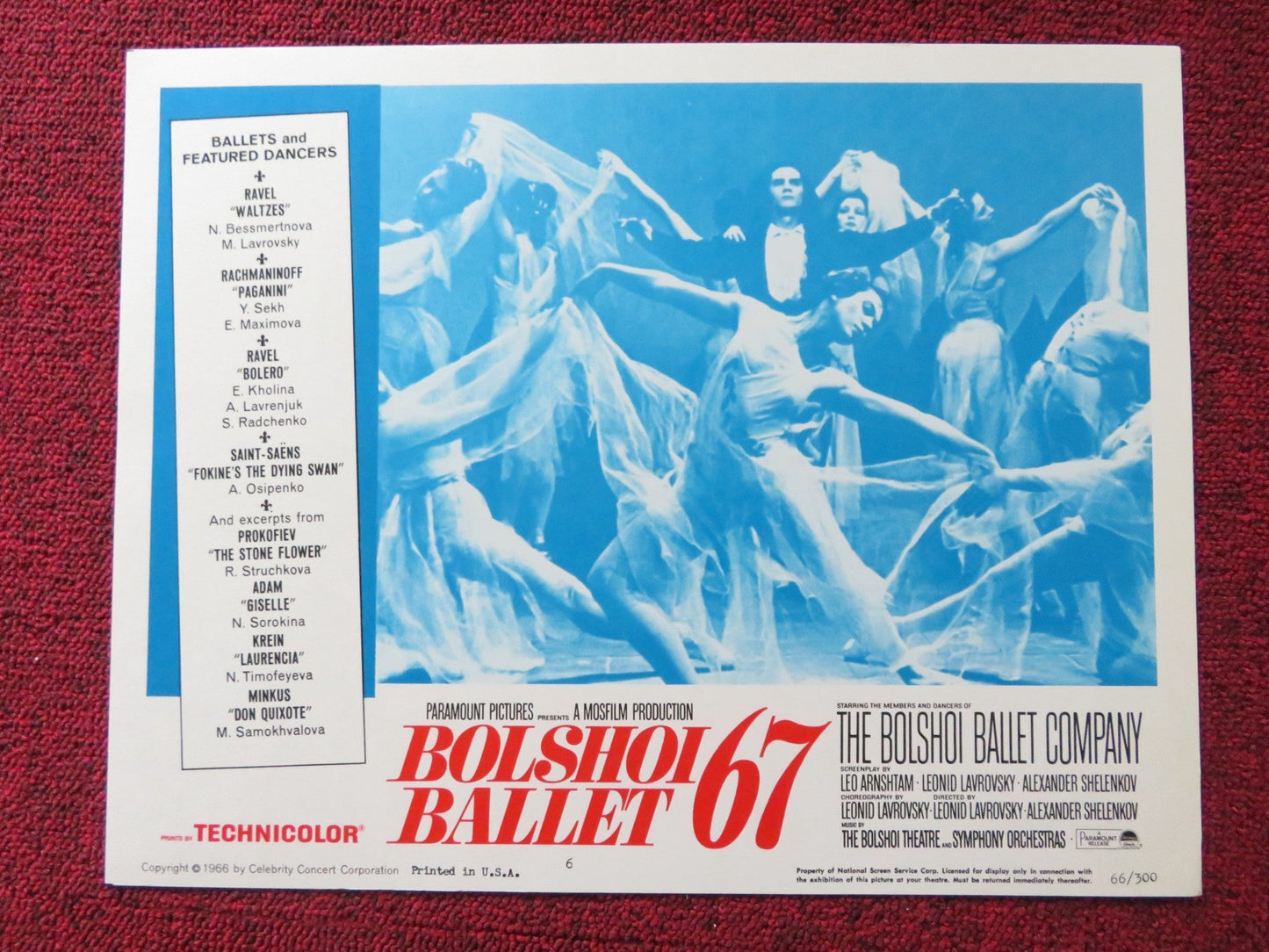 BOLSHOI BALLET '67 US LOBBY CARD FULL SET NATALIA BESSMERTNOVA Y.GRIGORIEV 1966 Rendezvous Cinema Movie posters
