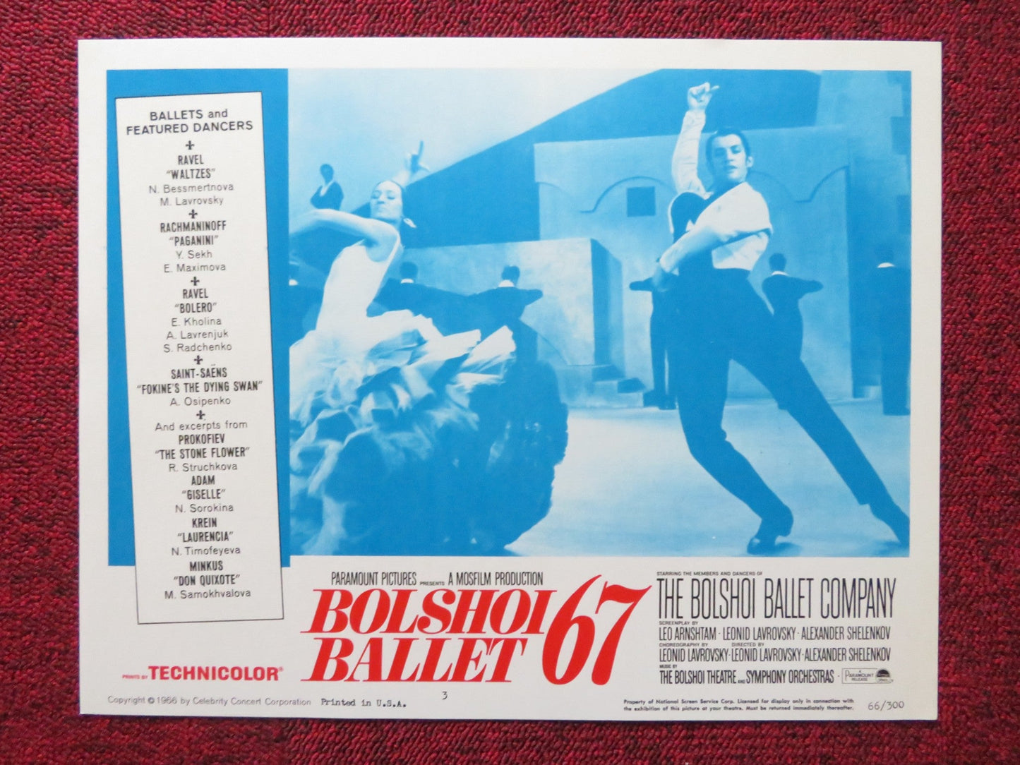 BOLSHOI BALLET '67 US LOBBY CARD FULL SET NATALIA BESSMERTNOVA Y.GRIGORIEV 1966 Rendezvous Cinema Movie posters
