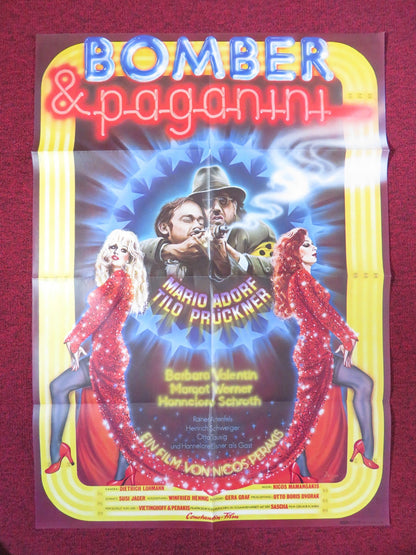 BOMBER & PAGANINI GERMAN A1 POSTER FOLDED MARIO ADORF TILO PRUCKNER 1976 Rendezvous Cinema Movie posters