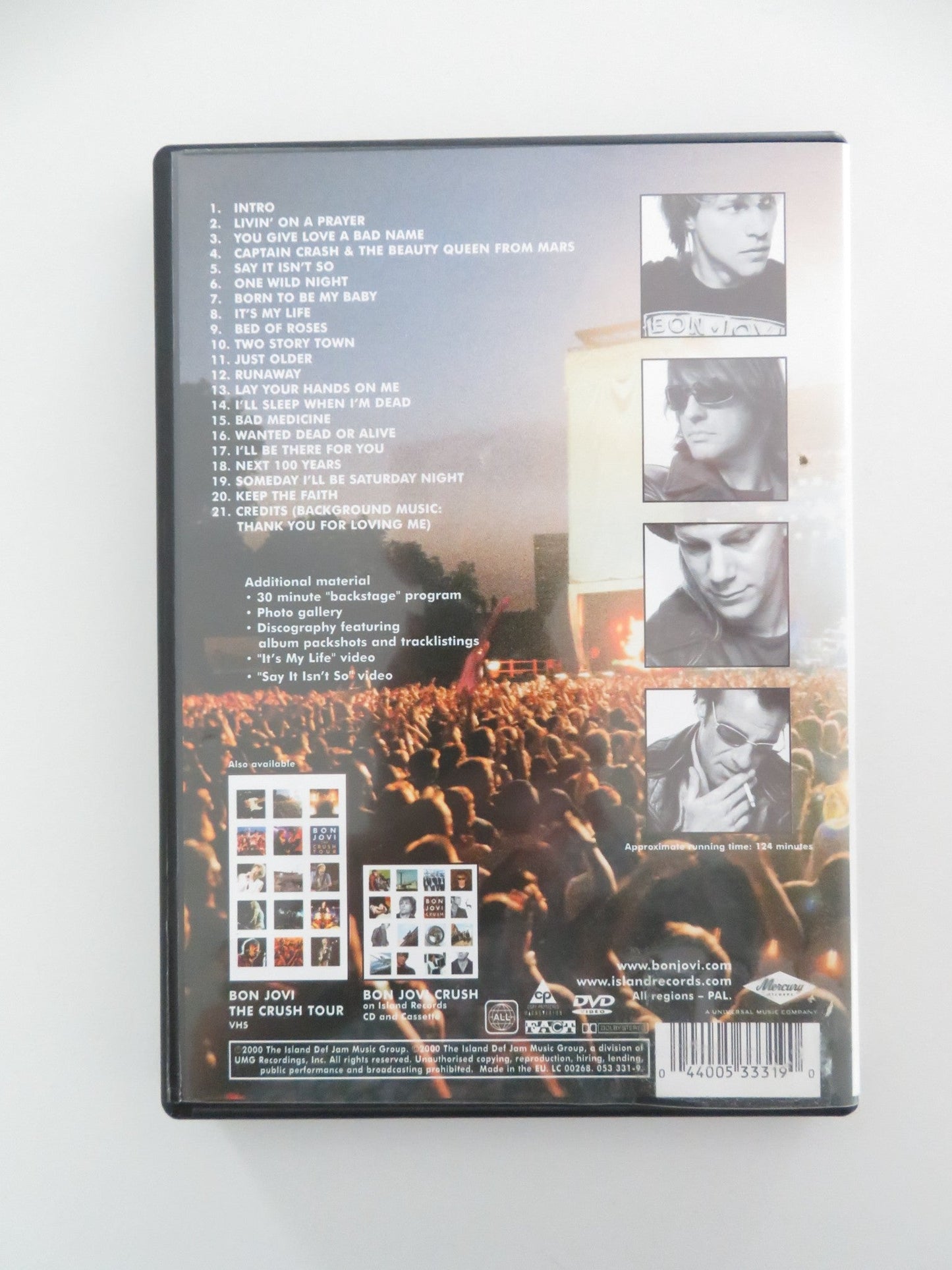 BON JOVI: THE CRUSH TOUR (DVD) JON BON JOVI RICHIE SAMBORA 2000 REGION ALL Movie posters