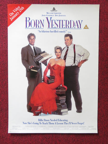 BORN YESTERDAY VHS VIDEO POSTER MELANIE GRIFFITH JOHN GOODMAN 1993 Rendezvous Cinema Movie posters