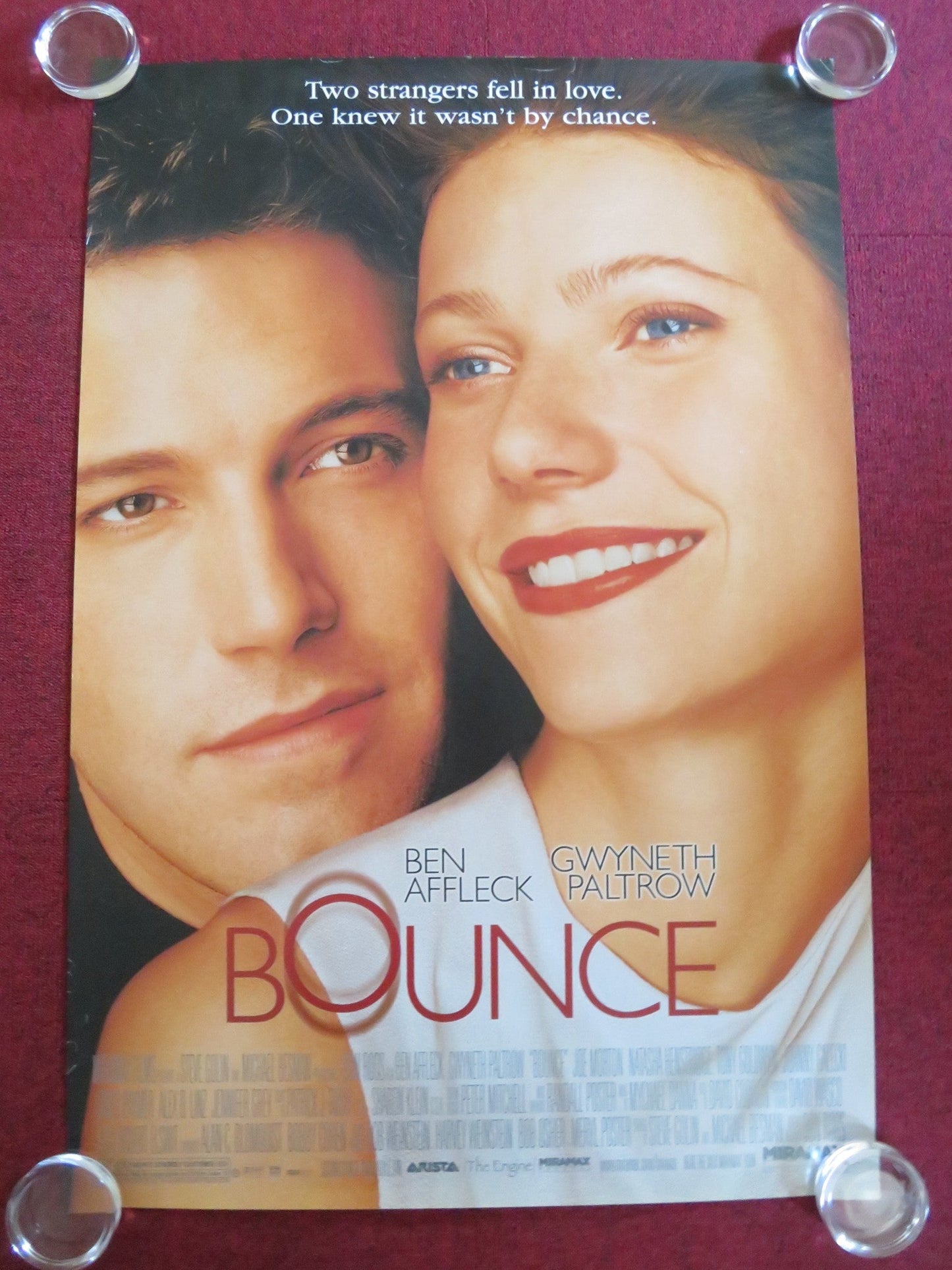 BOUNCE US ONE SHEET ROLLED POSTER BEN AFFLECK GWYNETH PALTROW 2000 Rendezvous Cinema Movie posters