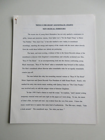 BOYZ IN THE HOOD PRESS KIT 1991 ICE CUBE LAURENCE FISHBURNE CUBA GOODING JR. Movie posters