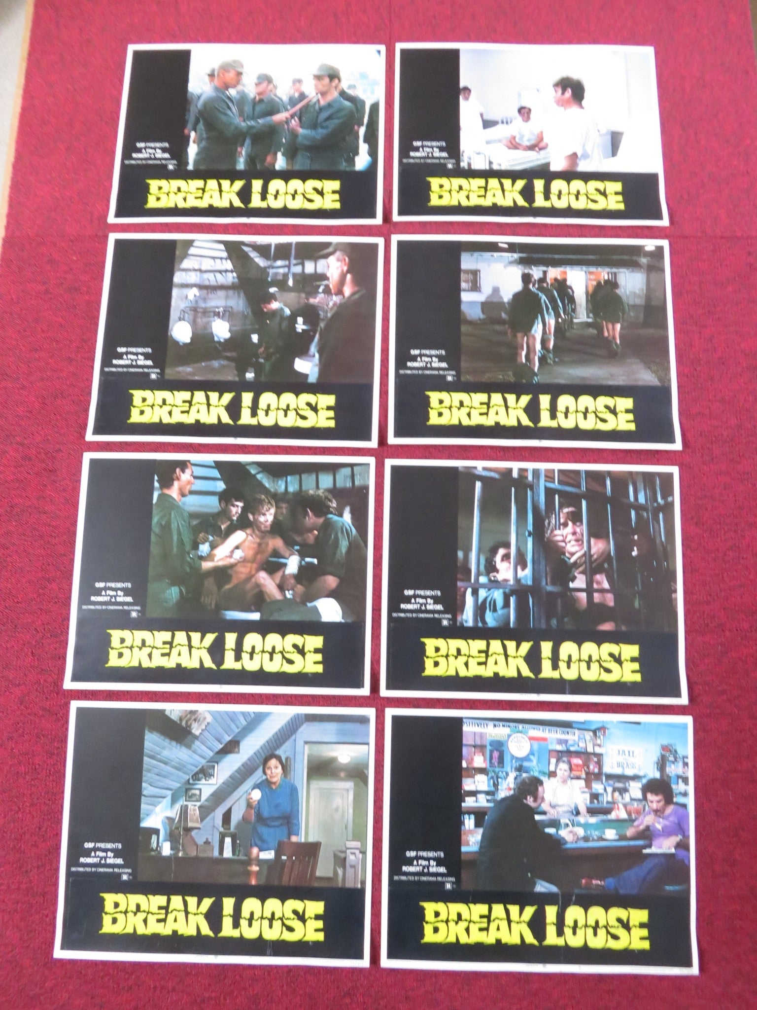 BREAK LOOSE / PARADES US LOBBY CARD FULL SET RUSS THACKER BRAD SULLIVAN 1972 Rendezvous Cinema Movie posters