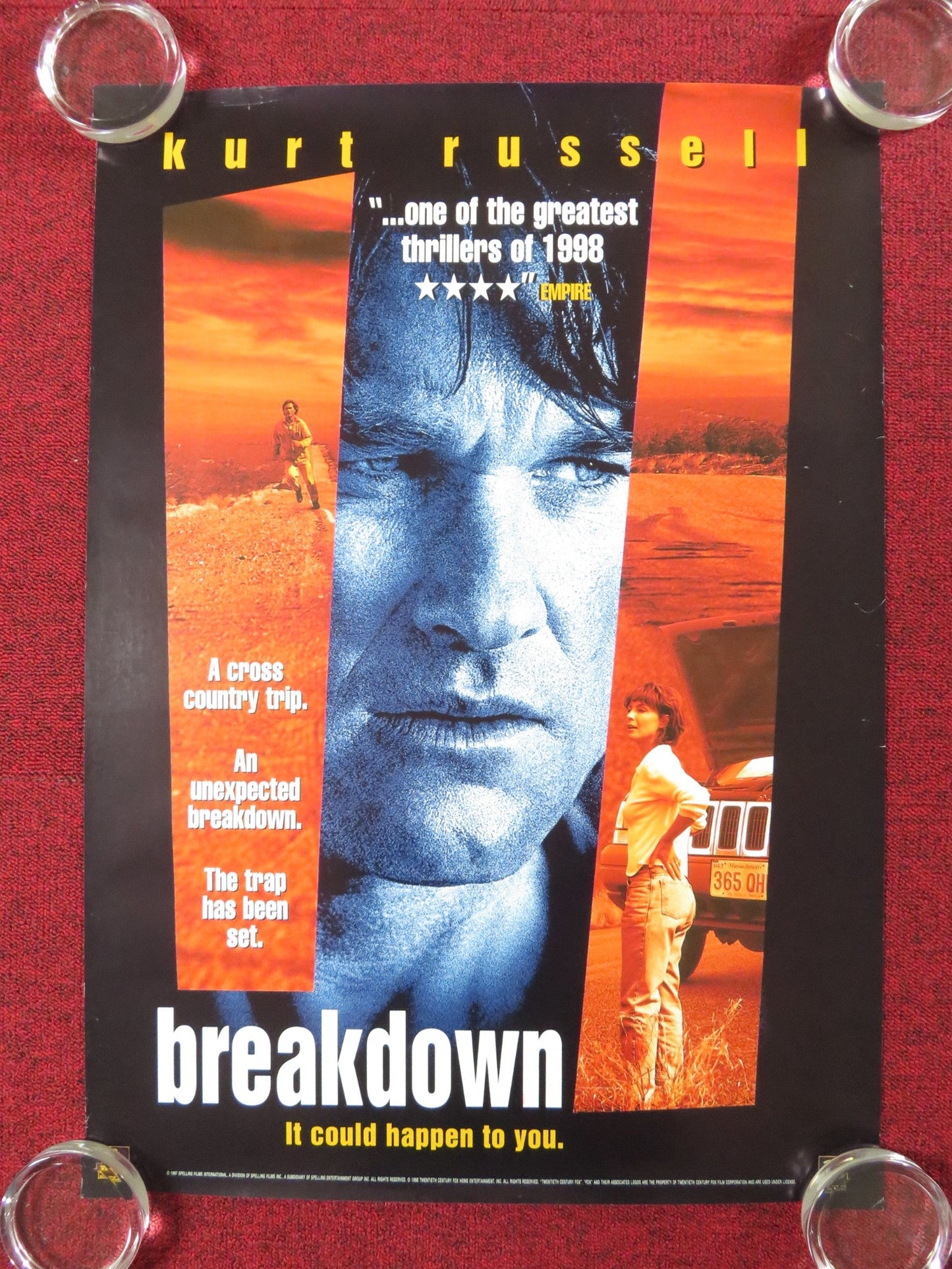 BREAKDOWN VHS VIDEO POSTER ROLLED KURT RUSSELL KATHLEEN QUINLAN 1998 Rendezvous Cinema Movie posters