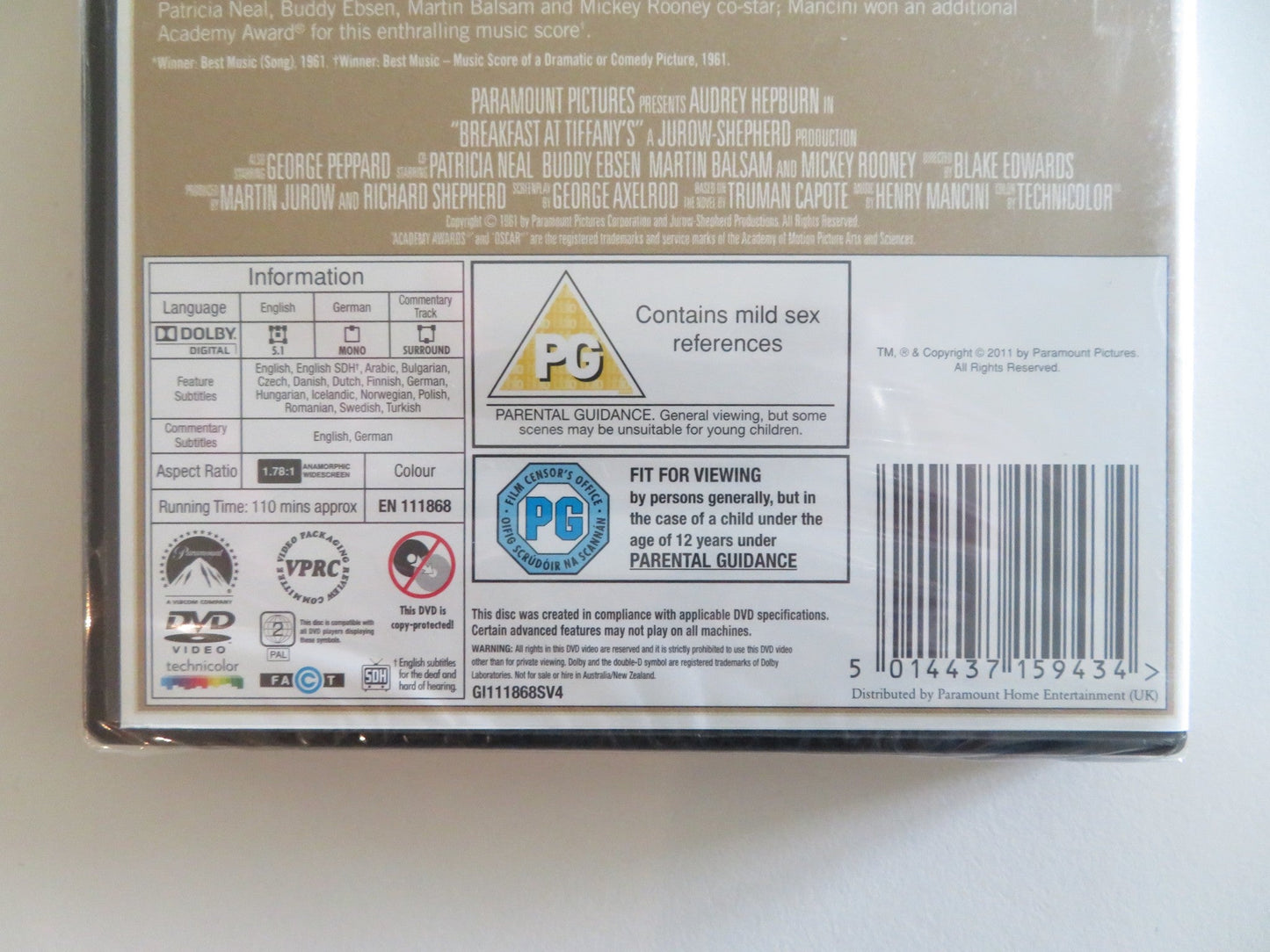 BREAKFAST AT TIFFANY'S (DVD) AUDREY HEPBURN GEORGE PEPPARD 1961 REGION 2 Rendezvous Cinema Movie posters