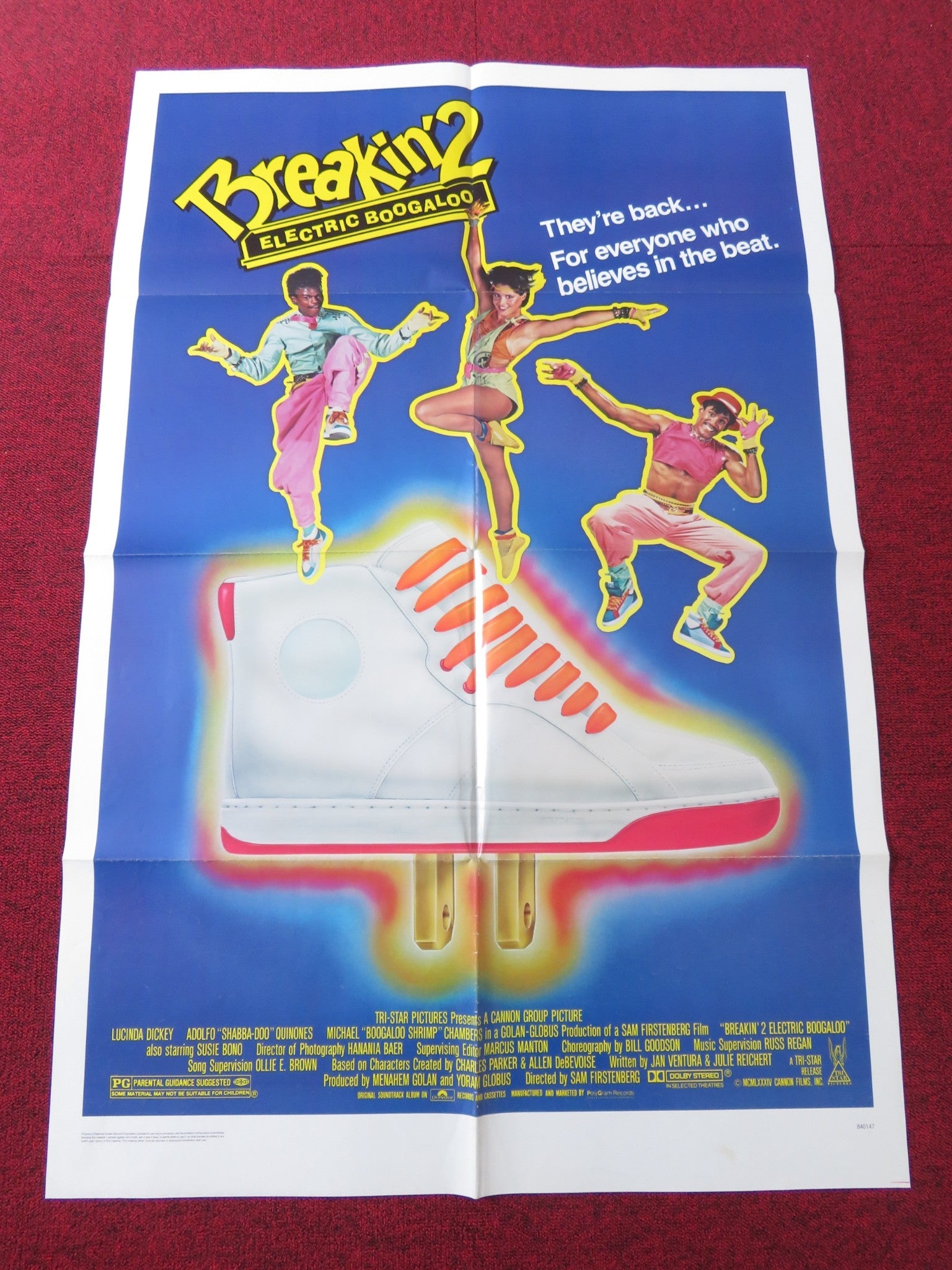 BREAKIN' 2: ELECTRIC BOOGALOO FOLDED US ONE SHEET POSTER CANNON L. DICKEY 1984 Rendezvous Cinema Movie posters