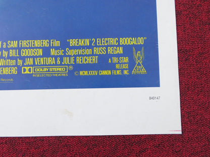 BREAKIN' 2: ELECTRIC BOOGALOO FOLDED US ONE SHEET POSTER CANNON L. DICKEY 1984 Rendezvous Cinema Movie posters