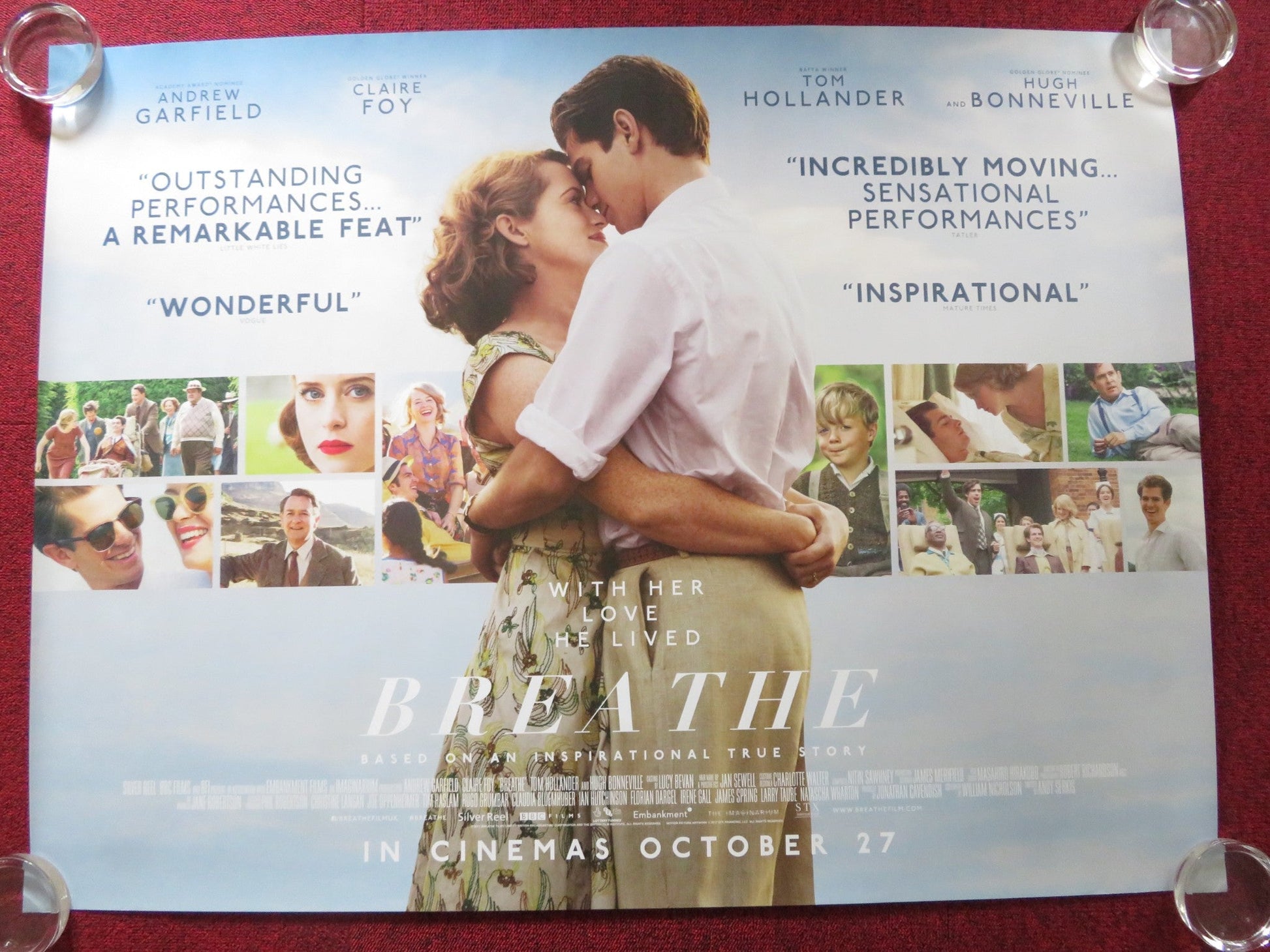 BREATHE UK QUAD ROLLED POSTER ANDREW GARFIELD CLAIRE FOY 2017 Rendezvous Cinema Movie posters