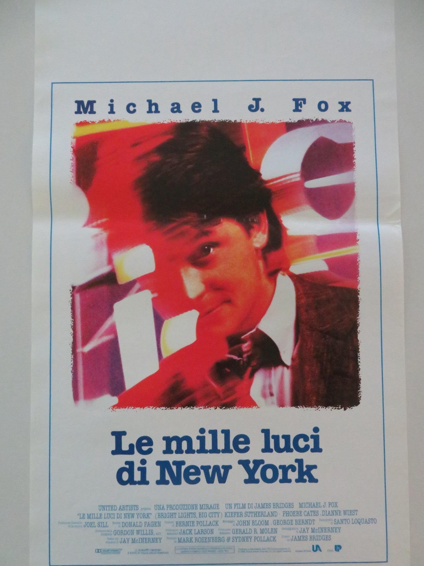 BRIGHT LIGHTS, BIG CITY ITALIAN LOCANDINA POSTER MICHAEL J. FOX SUTHERLAND 1988 Movie posters