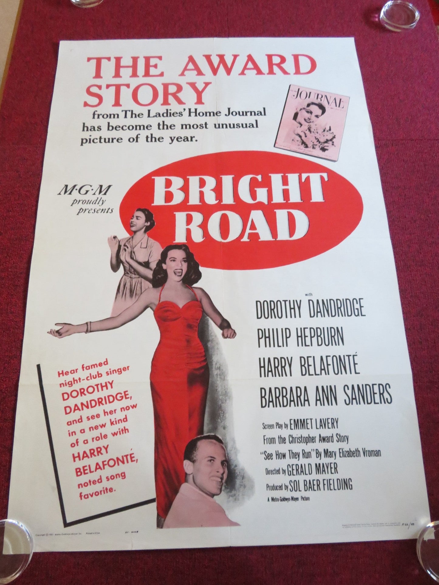 BRIGHT ROAD US ONE SHEET ROLLED POSTER DOROTHY DANDRIDGE PHILIP HEPBURN 1962 Rendezvous Cinema Movie posters