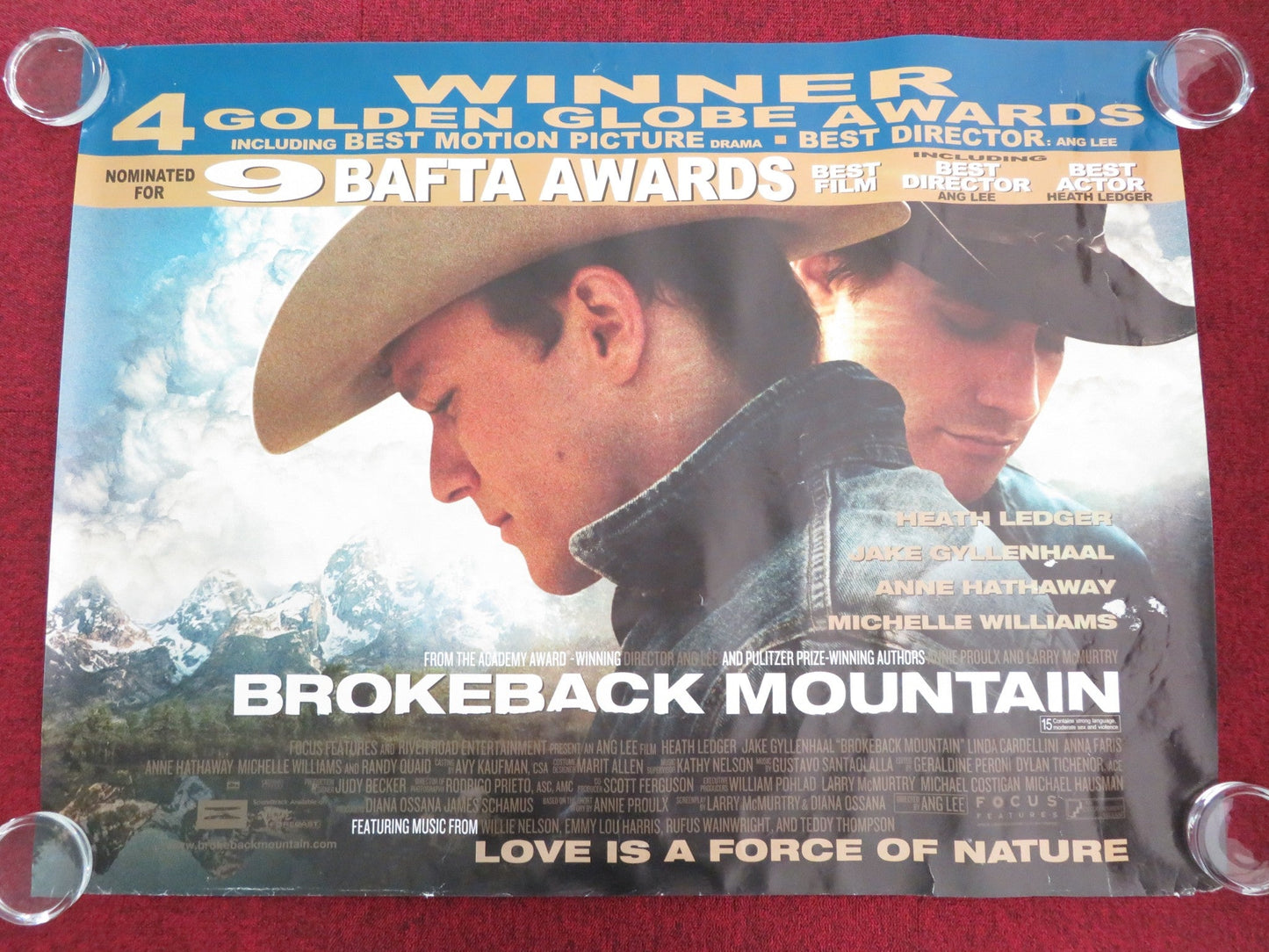 BROKEBACK MOUNTAIN - A UK QUAD ROLLED POSTER HEATH LEDGE JAKE GYLLENHAAL 2005 Movie posters