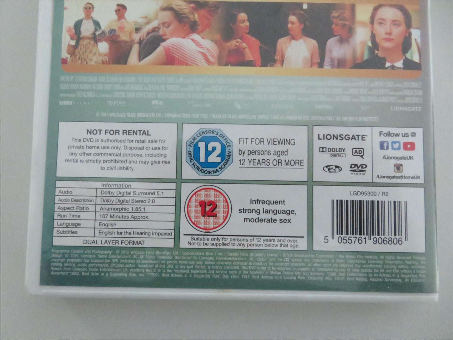 BROOKLYN (DVD) SAOIRSE RONAN JULIE WALTERS 2015 REGION 2 Movie posters