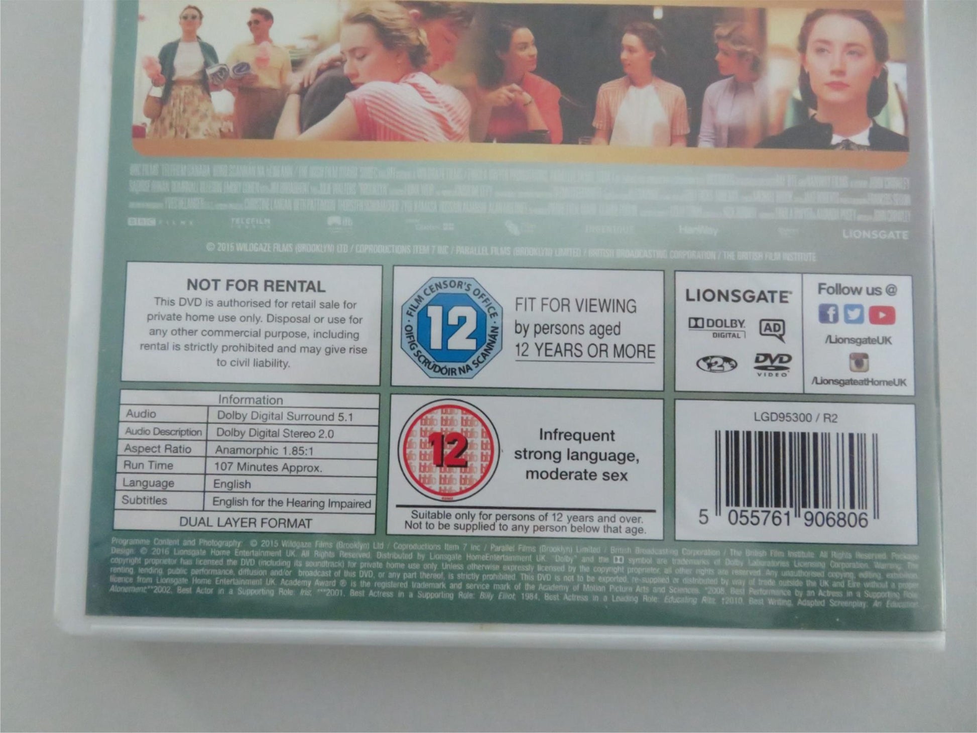 BROOKLYN (DVD) SAOIRSE RONAN JULIE WALTERS 2015 REGION 2 Movie posters