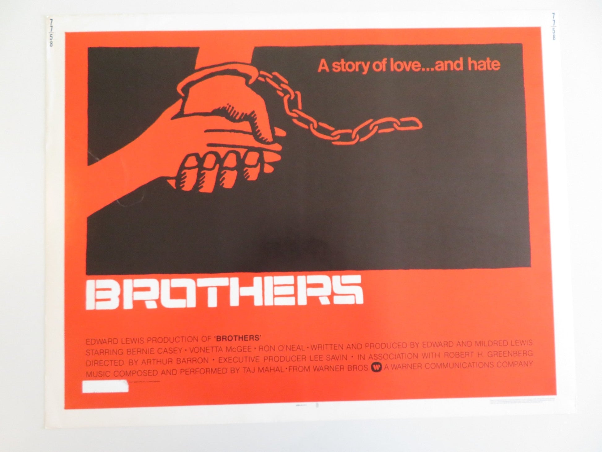 BROTHERS US HALF SHEET POSTER BERNIE CASEY VONETTA MCGEE 1977 Rendezvous Cinema Movie posters