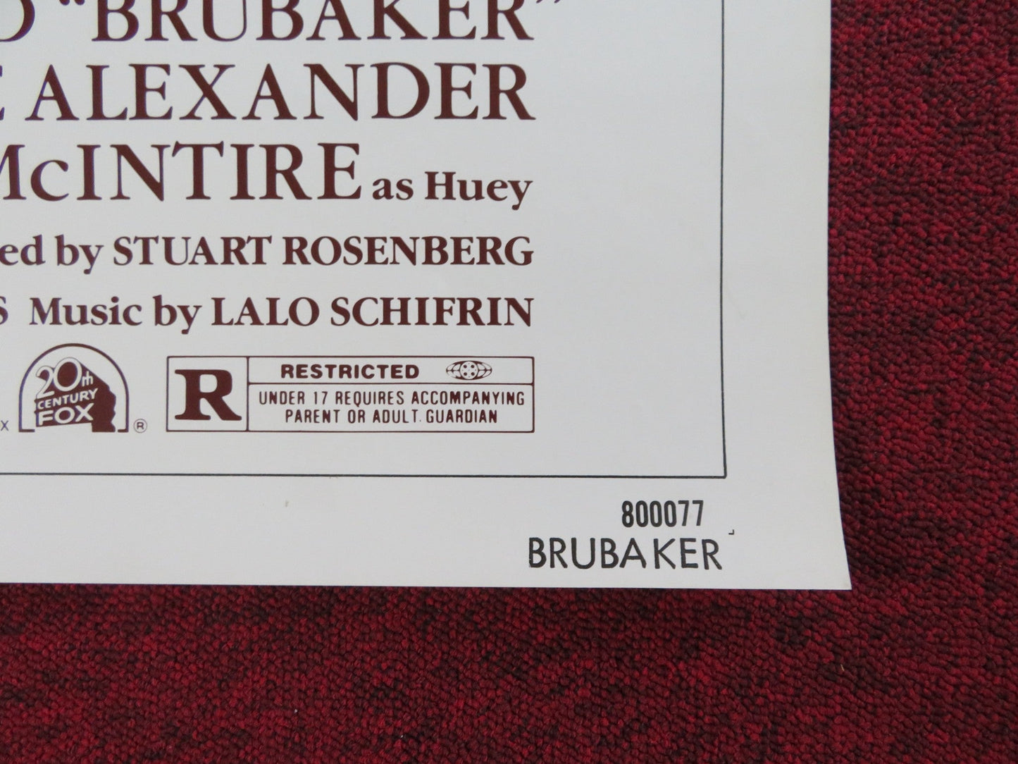 BRUBAKER - B FOLDED US ONE SHEET POSTER ROBERT REDFORD 1980 Rendezvous Cinema Movie posters