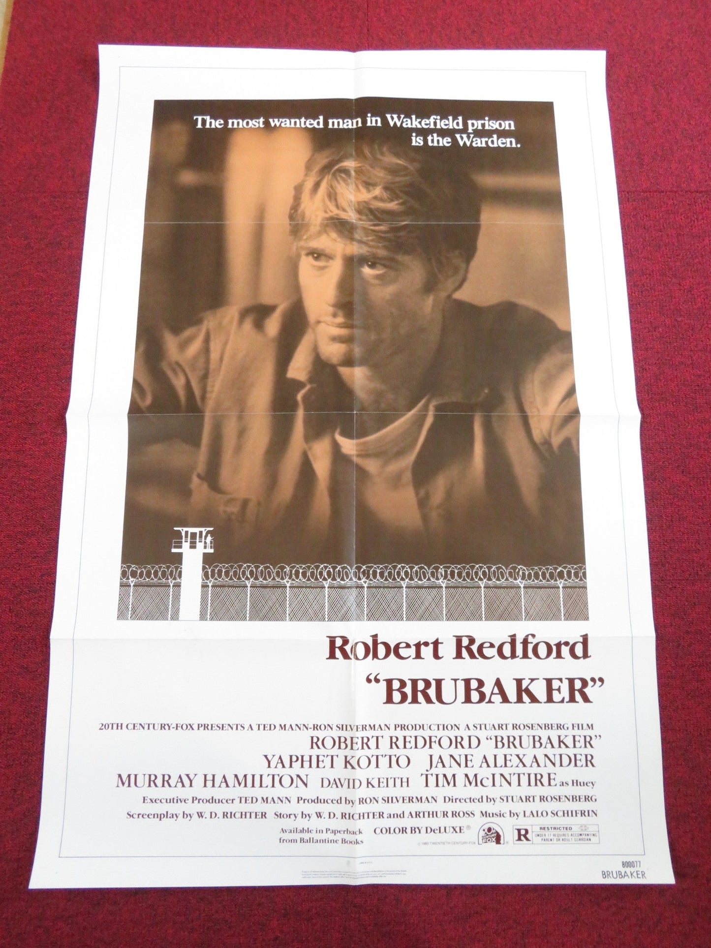 BRUBAKER - B FOLDED US ONE SHEET POSTER ROBERT REDFORD 1980 Rendezvous Cinema Movie posters