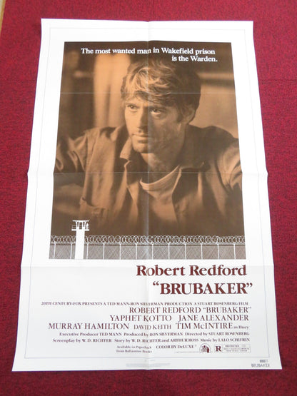 BRUBAKER - B FOLDED US ONE SHEET POSTER ROBERT REDFORD 1980 Rendezvous Cinema Movie posters