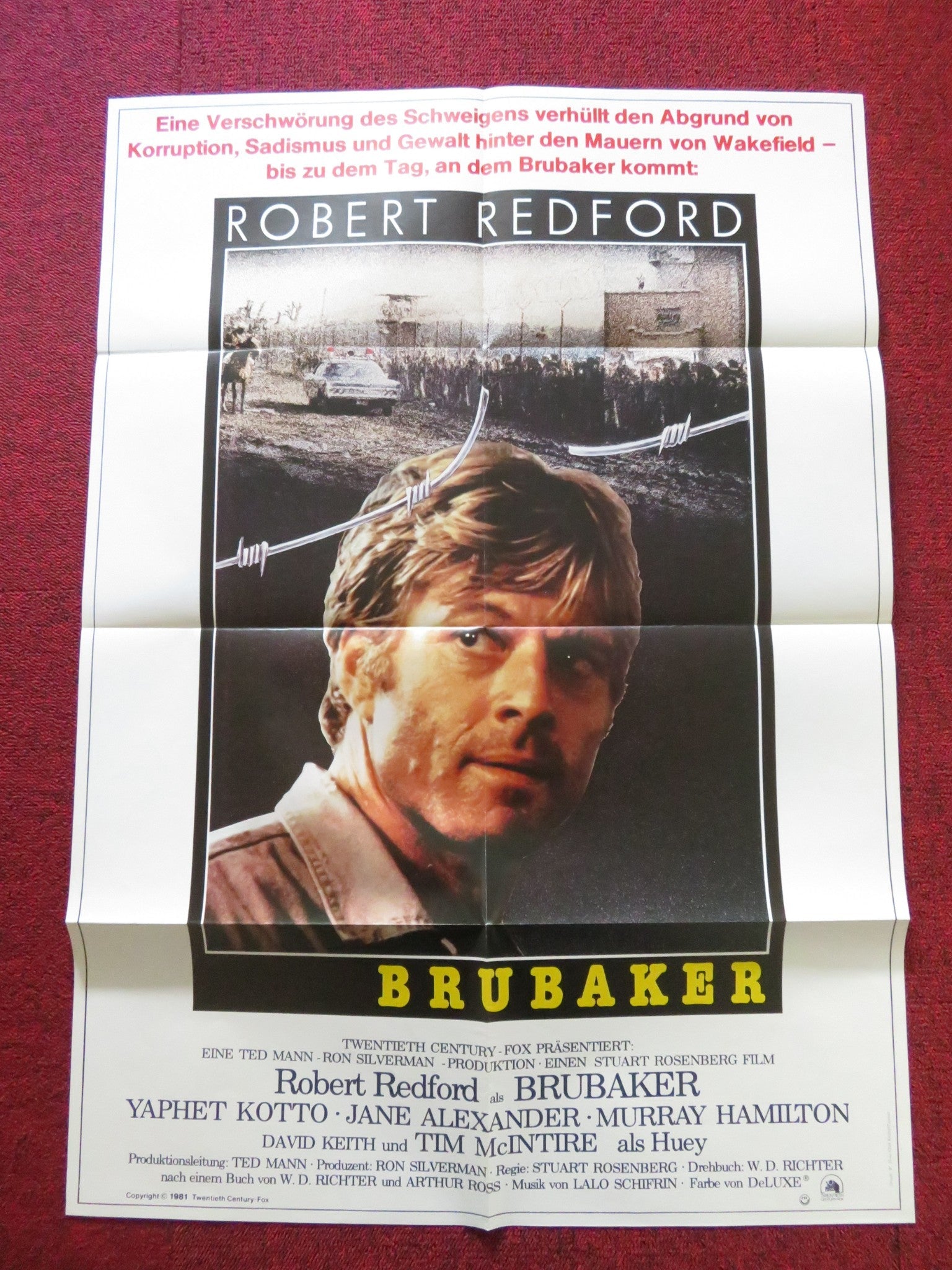 BRUBAKER GERMAN A1 POSTER FOLDED ROBERT REDFORD YAPHET KOTTO 1981 Rendezvous Cinema Movie posters