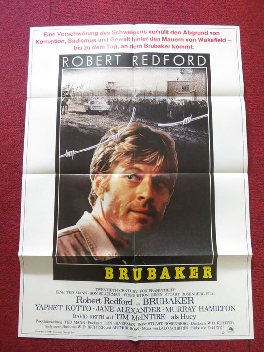 BRUBAKER GERMAN A1 POSTER FOLDED ROBERT REDFORD YAPHET KOTTO 1981 Rendezvous Cinema Movie posters
